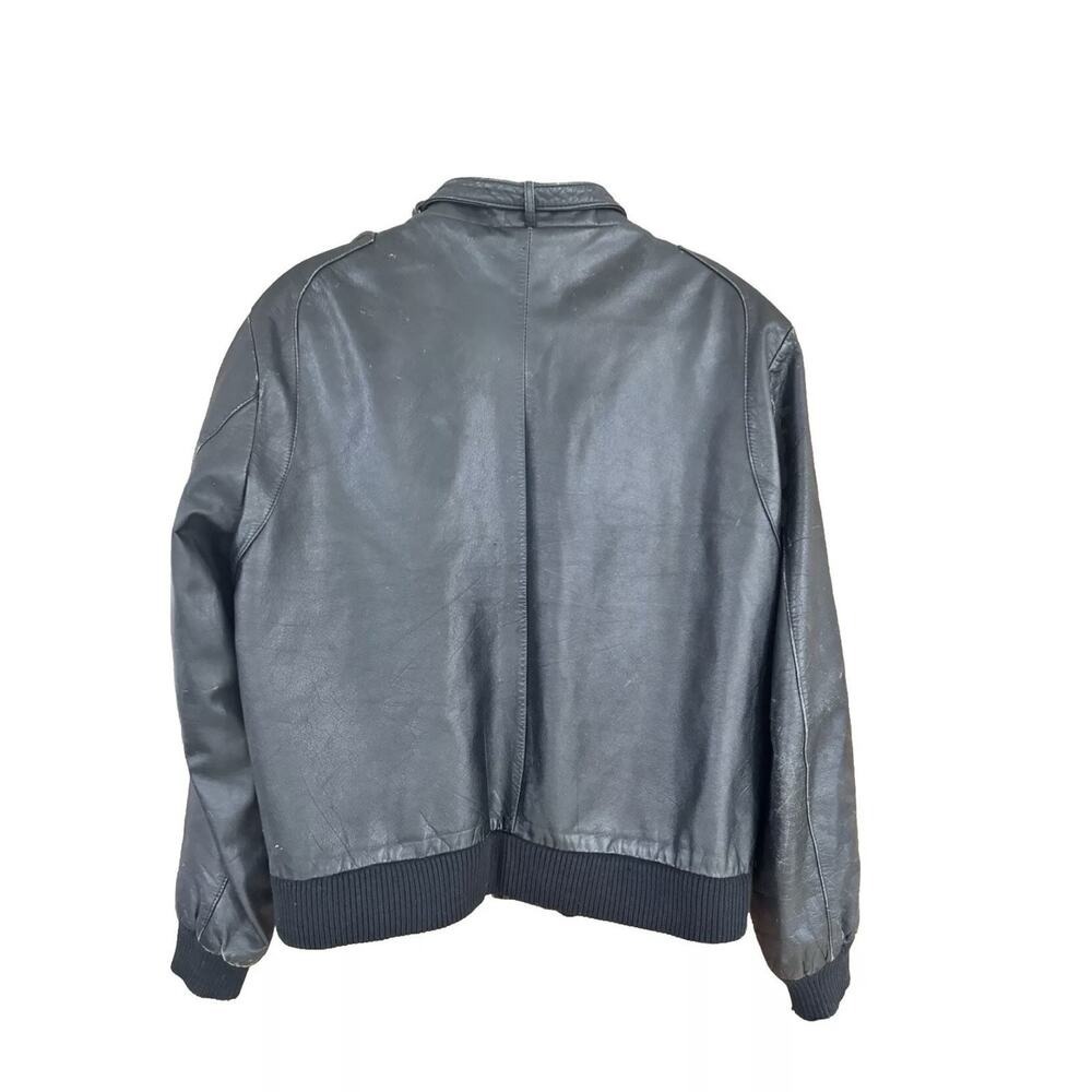 Cooper Collection Bomber Cafe Racer Biker Leather Black Jacket Size Men's 44 - Picture 7 of 16